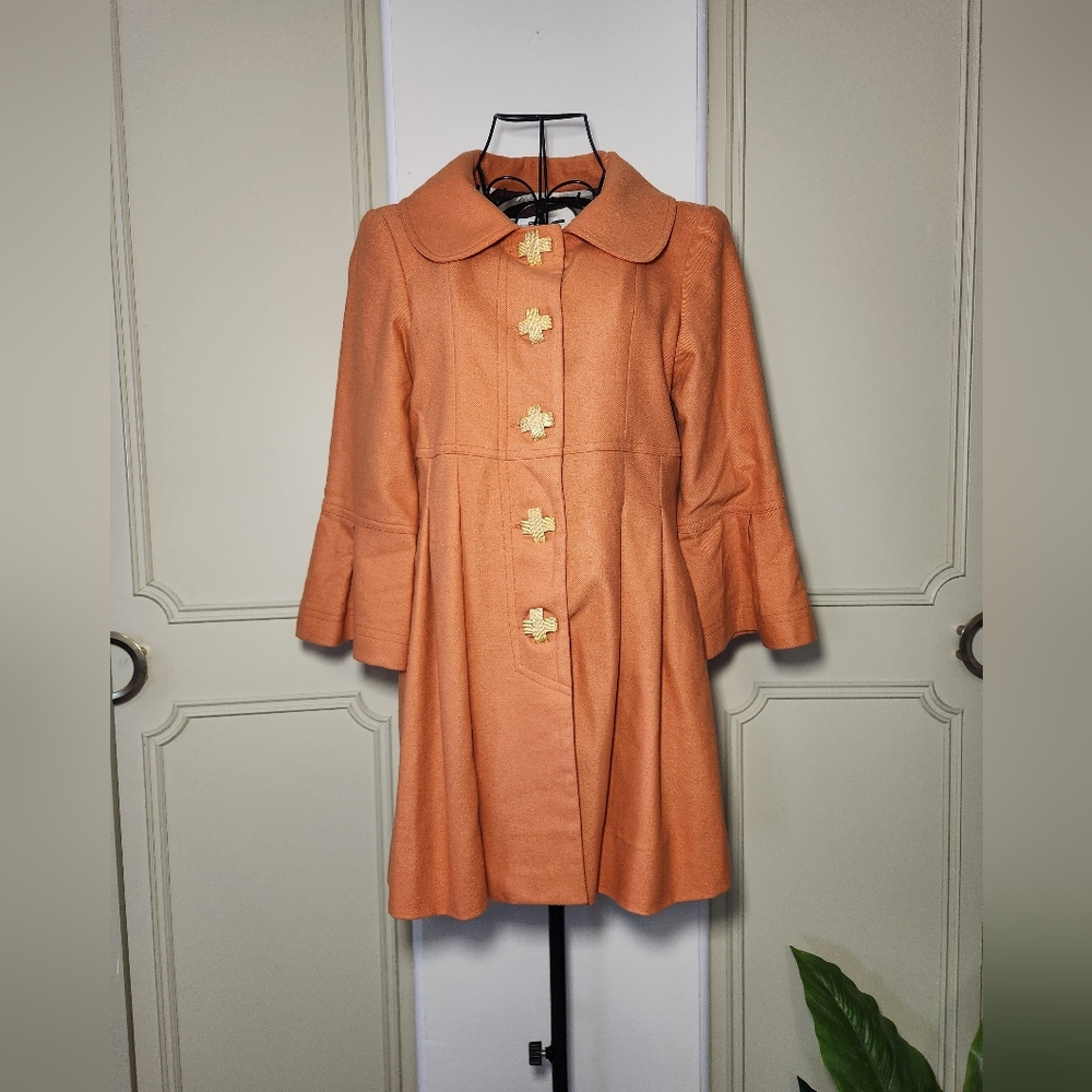 Skirtin Around Orange Wool And Silk Dress Coat
